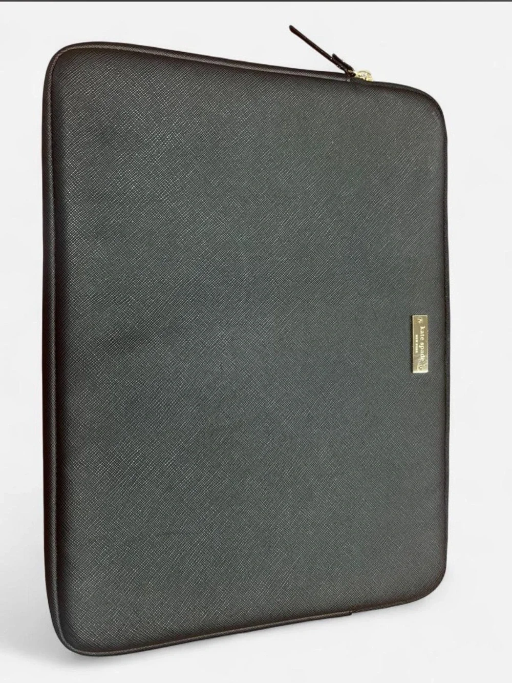 Kate Spade Leather Laptop Sleeve black with hot pink interior and gold hardware